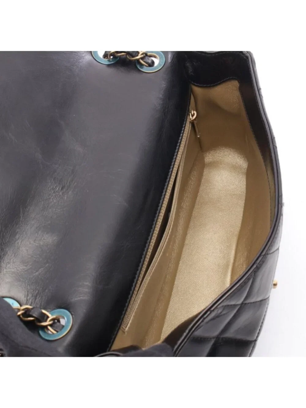Chanel Shoulder Bag Quilted Single Flap Black Leather Chain